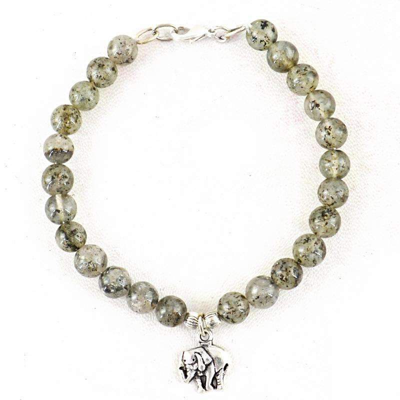 gemsmore:Natural Rutile Quartz Round Beads Bracelet - Free Shipping