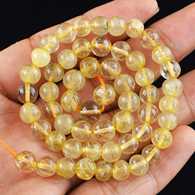 gemsmore:Natural Rutile Quartz Strand Round Shape Drilled Beads
