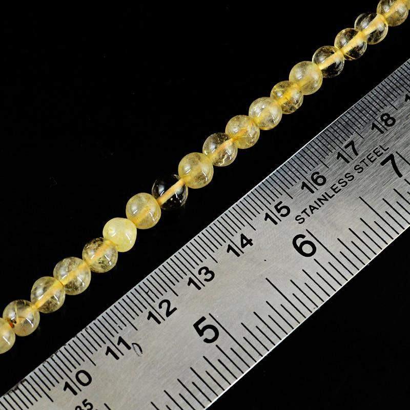 gemsmore:Natural Rutile Quartz Strand Round Shape Drilled Beads