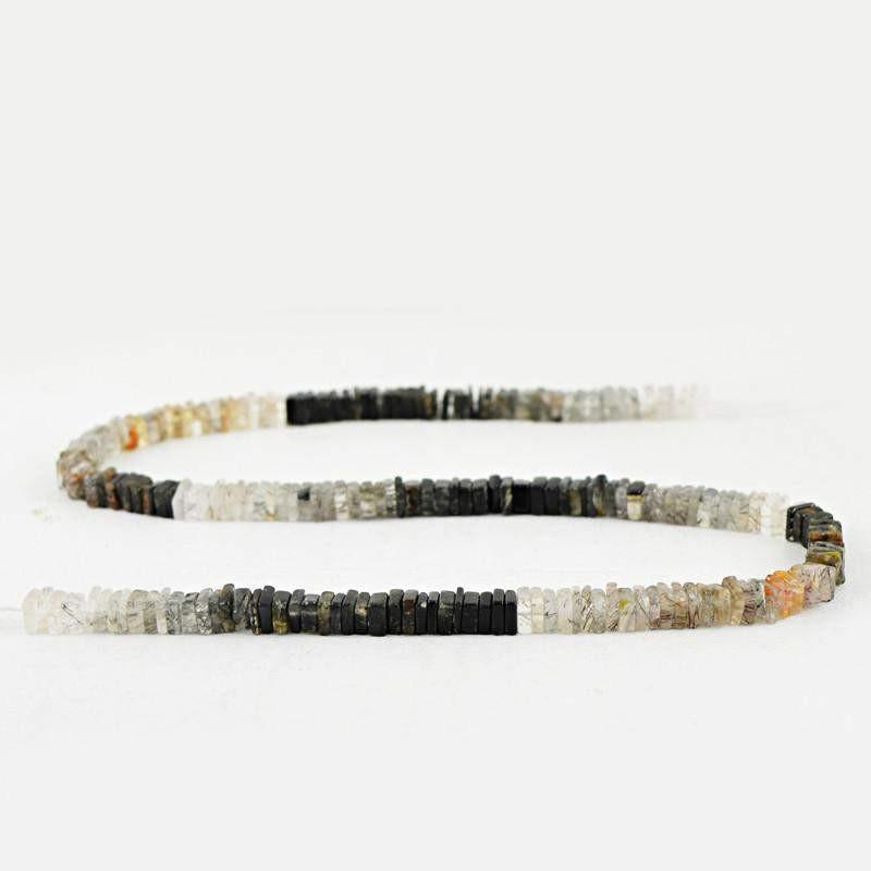 gemsmore:Natural Rutile Quartz Untreated Drilled Beads Strand