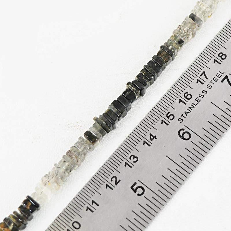 gemsmore:Natural Rutile Quartz Untreated Drilled Beads Strand