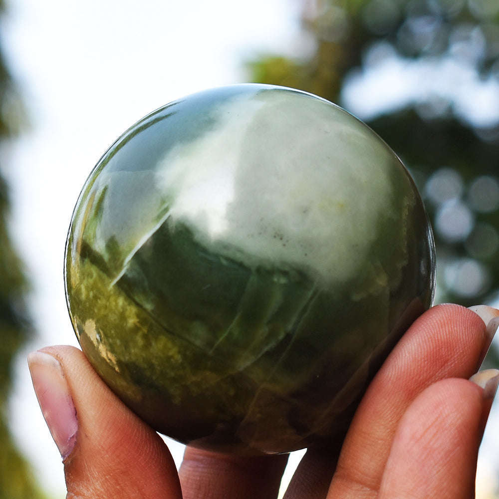 gemsmore:Natural Serpentine Hand Carved Crystal Healing Ball