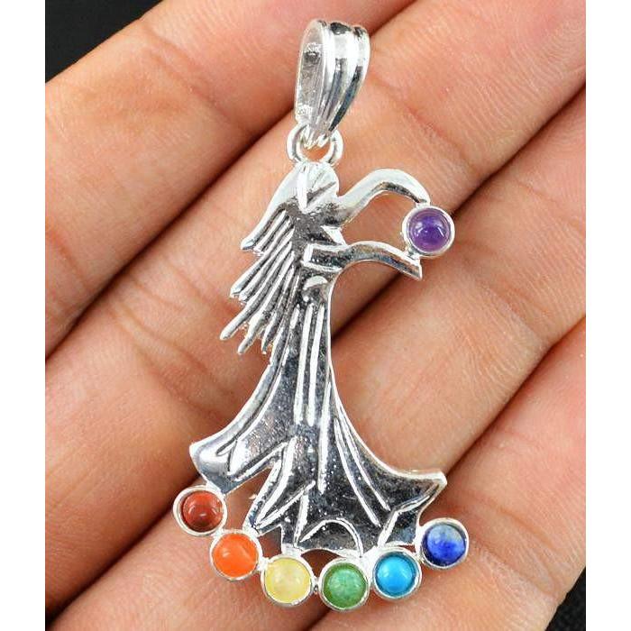 gemsmore:Natural Seven Chakra Crystal Crystal Healing Pendant