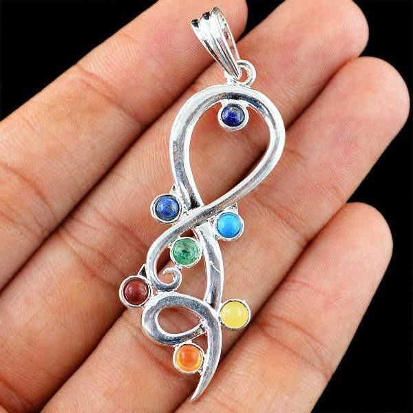 gemsmore:Natural Seven Chakra Crystal Healing Pendant