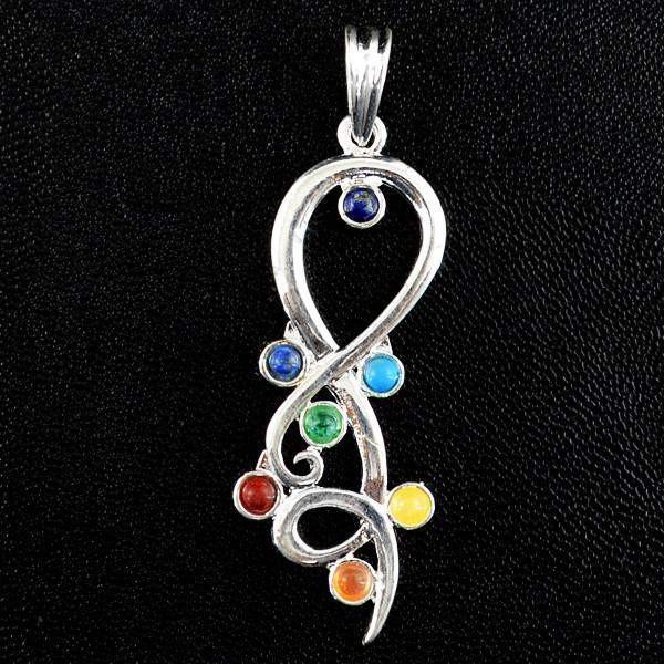 gemsmore:Natural Seven Chakra Crystal Healing Pendant