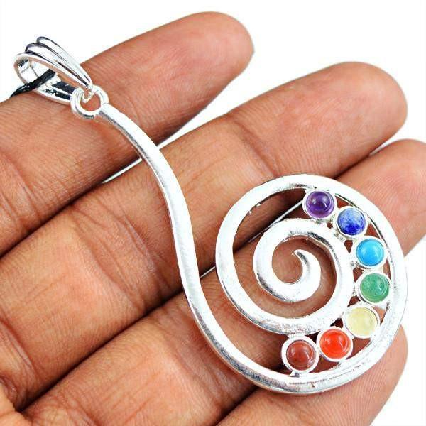 gemsmore:Natural Seven Chakra Crystal Healing Pendant