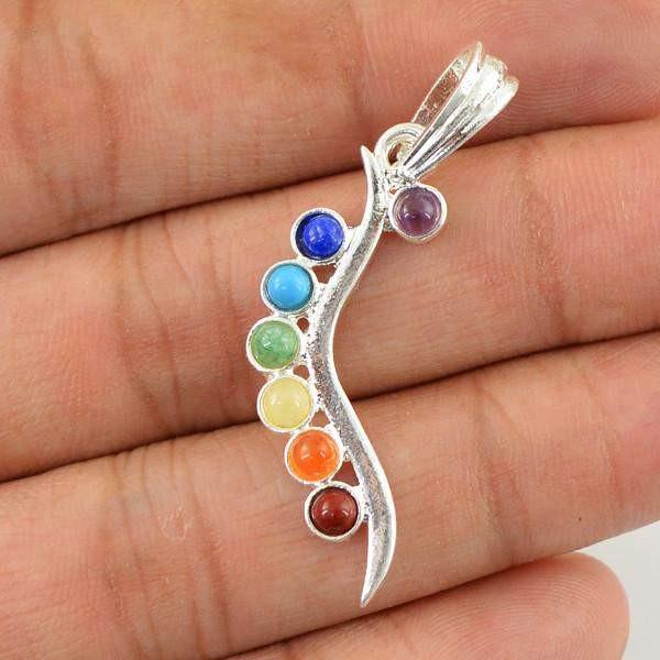 gemsmore:Natural Seven Chakra Crystal Healing Pendant