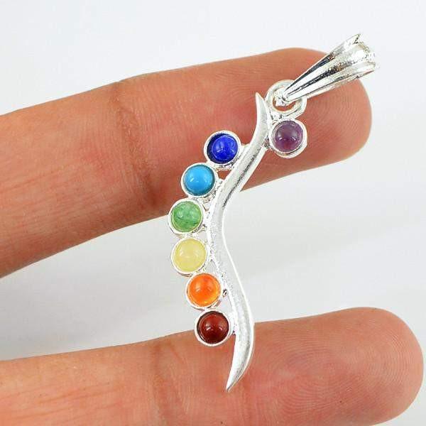 gemsmore:Natural Seven Chakra Crystal Healing Pendant