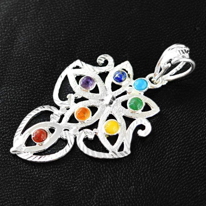 gemsmore:Natural Seven Chakra Crystal Healing Pendant