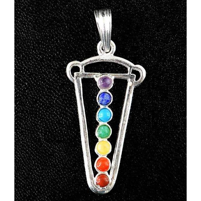 gemsmore:Natural Seven Chakra Crystal Healing Pendant