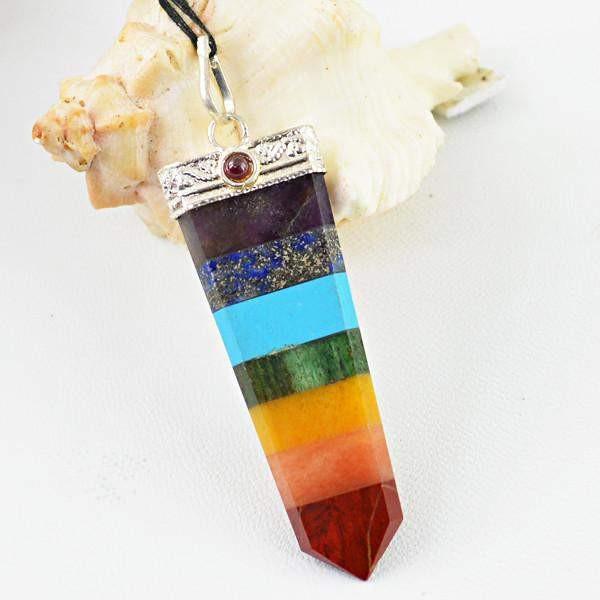 gemsmore:Natural Seven Chakra Crystal Healing Pendant