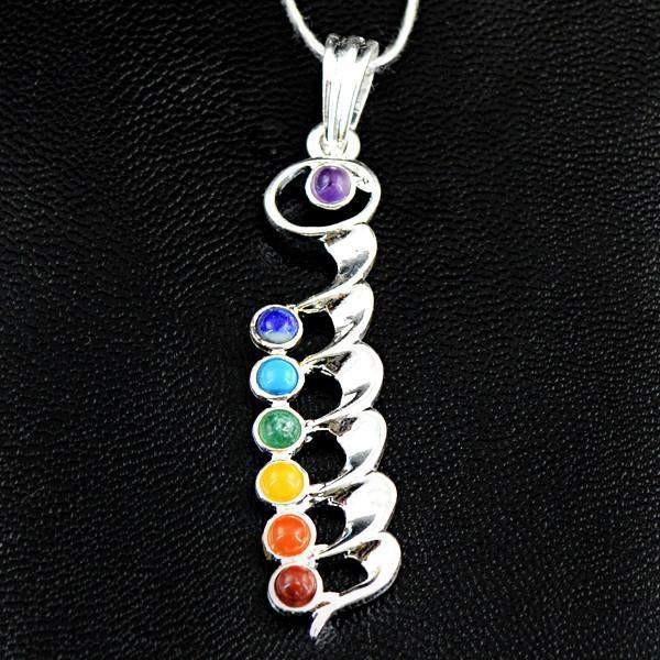 gemsmore:Natural Seven Chakra Crystal Reiki Healing Pendant