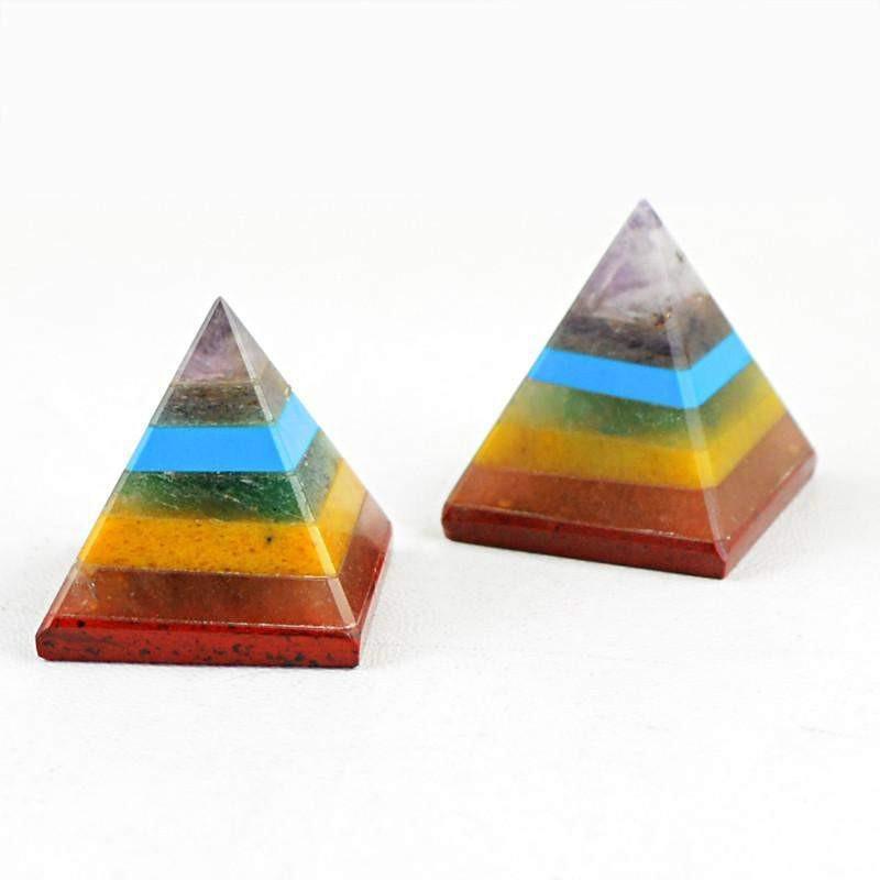 gemsmore:Natural Seven Chakra Gemstone Pyramid Lot