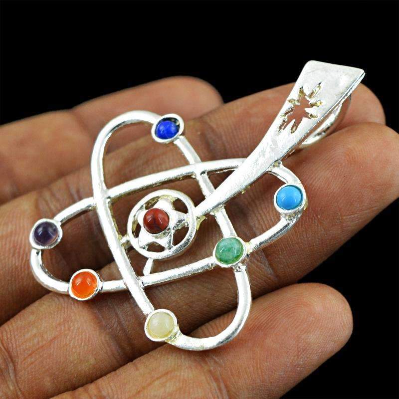 gemsmore:Natural Seven Chakra Healing Pendant - Best Quality