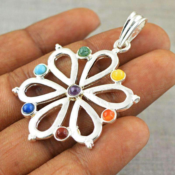 gemsmore:Natural Seven Chakra Healing Pendant - Designer