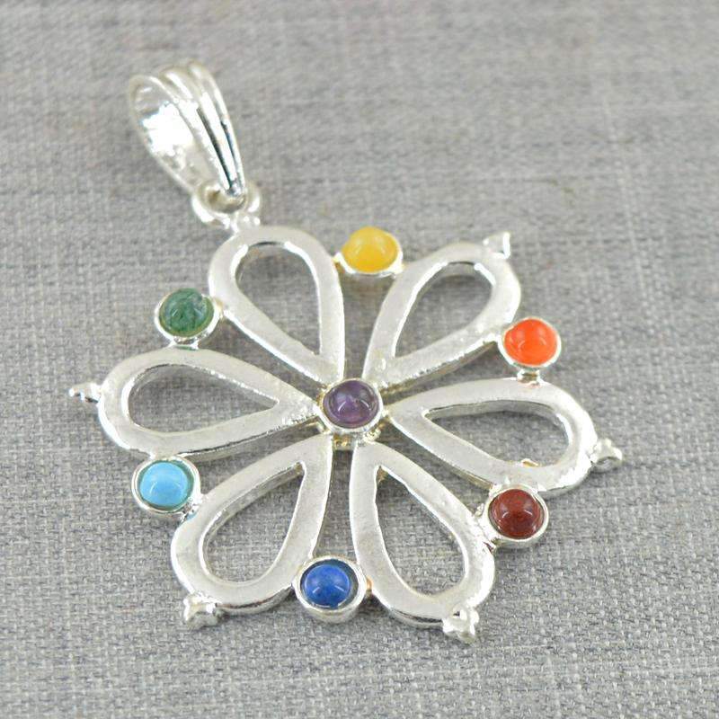 gemsmore:Natural Seven Chakra Healing Pendant - Designer