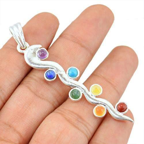 gemsmore:Natural Seven Chakra Healing Pendant