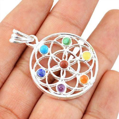 gemsmore:Natural Seven Chakra Healing Pendant