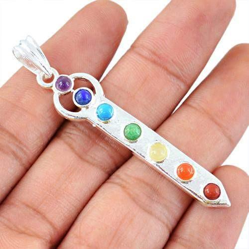 gemsmore:Natural Seven Chakra Healing Pendant