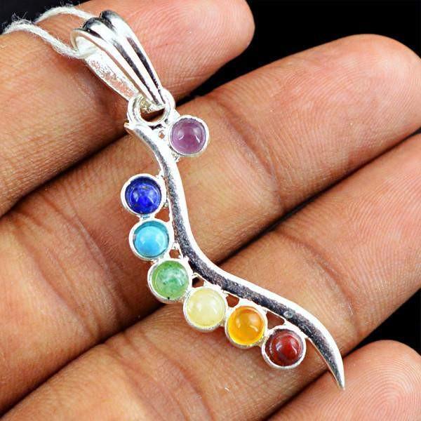 gemsmore:Natural Seven Chakra Healing Pendant