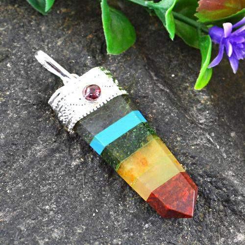 gemsmore:Natural Seven Chakra Healing Point Pendant