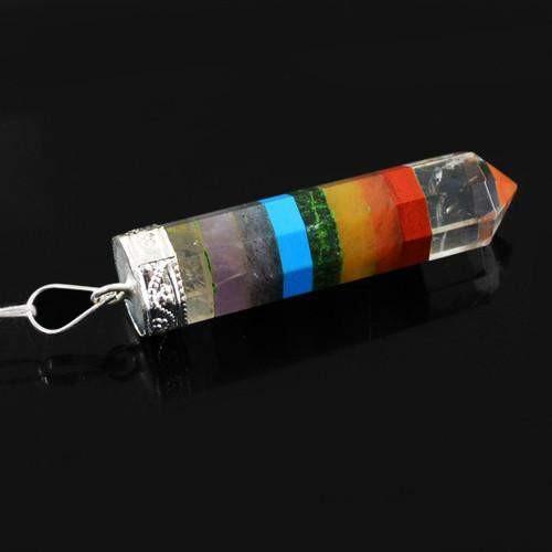 gemsmore:Natural Seven Chakra Healing Point Pendant