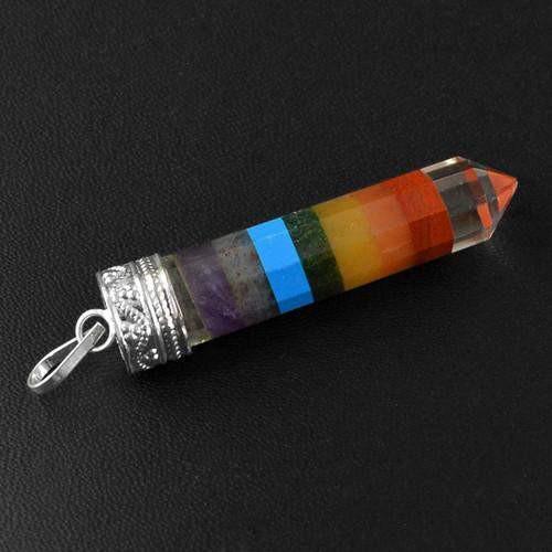 gemsmore:Natural Seven Chakra Healing Point Pendant