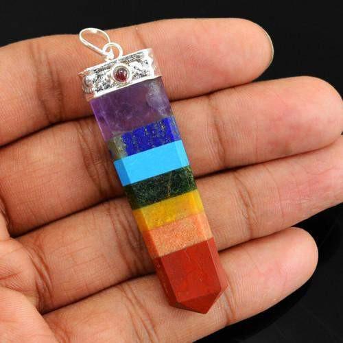 gemsmore:Natural Seven Chakra Healing Point Pendant