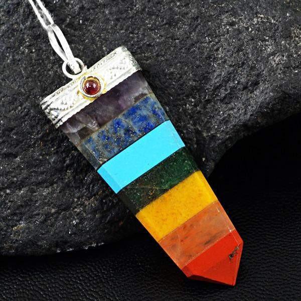 gemsmore:Natural Seven Chakra Reiki Healing Pendant