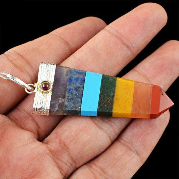 gemsmore:Natural Seven Chakra Reiki Healing Pendant