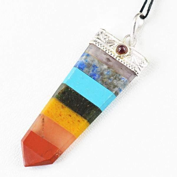 gemsmore:Natural Seven Chakra Reiki Healing Point Pendant