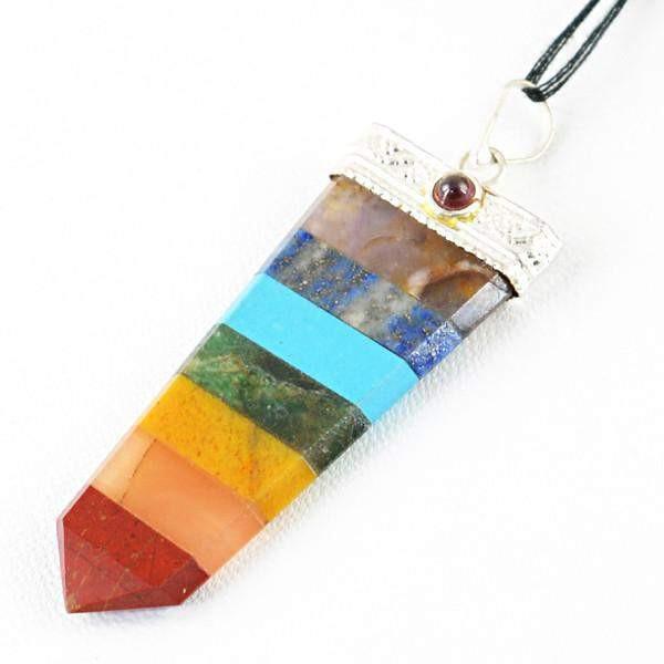 gemsmore:Natural Seven Chakra Reiki Healing Point Pendant