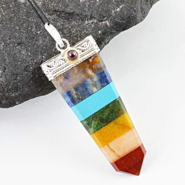 gemsmore:Natural Seven Chakra Reiki Healing Point Pendant