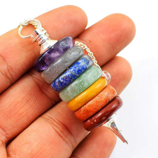 gemsmore:Natural Seven Chakra Reiki Healing Point Pendulum