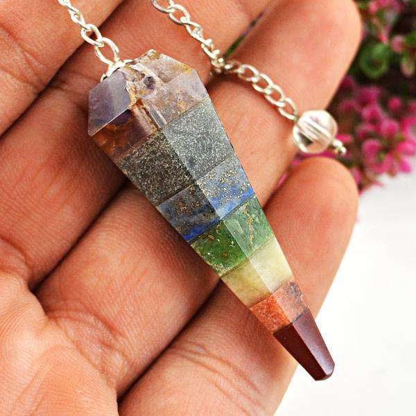 gemsmore:Natural Seven Chakra Reiki Healing Point Pendulum