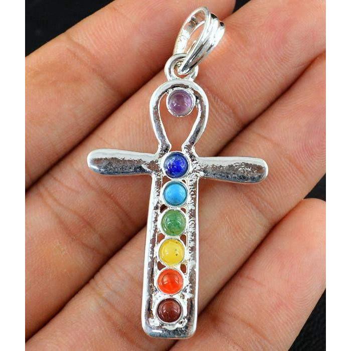 gemsmore:Natural Seven Chakra Reiki Pure Healing Pendant