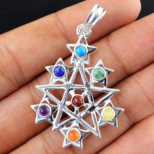 gemsmore:Natural Seven Chakra Star Pure Healing Pendant