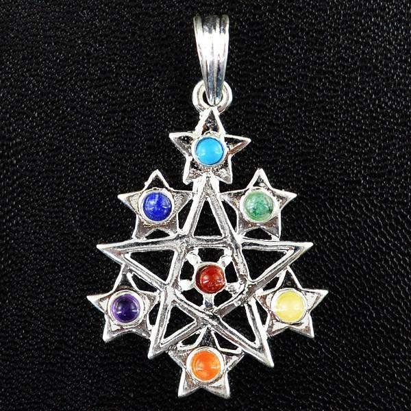 gemsmore:Natural Seven Chakra Star Pure Healing Pendant
