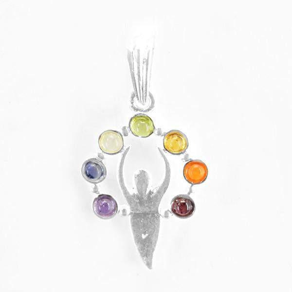 gemsmore:Natural Seven Chakra Untreated Healing Pendant