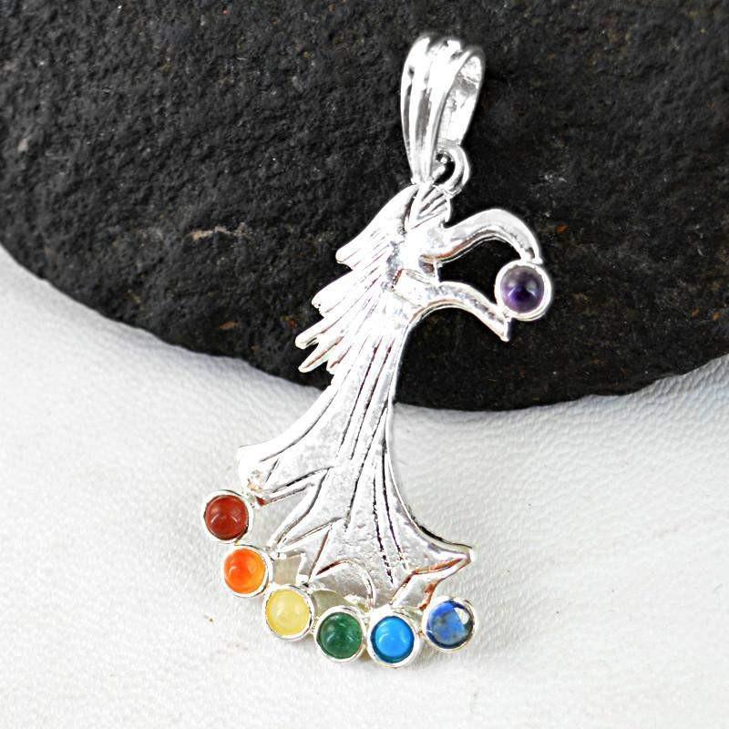 gemsmore:Natural Seven Chakra Untreated Healing Pendant