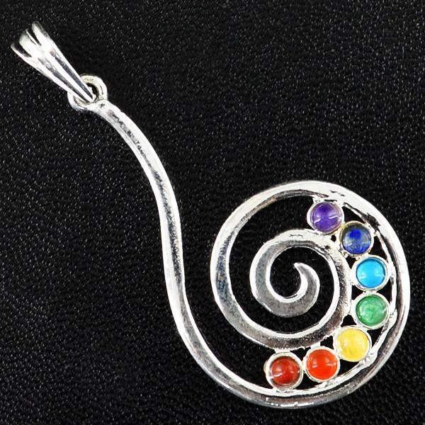 gemsmore:Natural Seven Chakra Untreated Reiki Healing Pendant