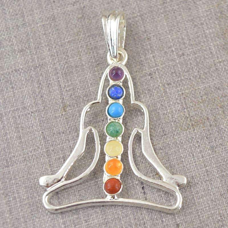 gemsmore:Natural Seven Chakra Yoga Healing Pendant