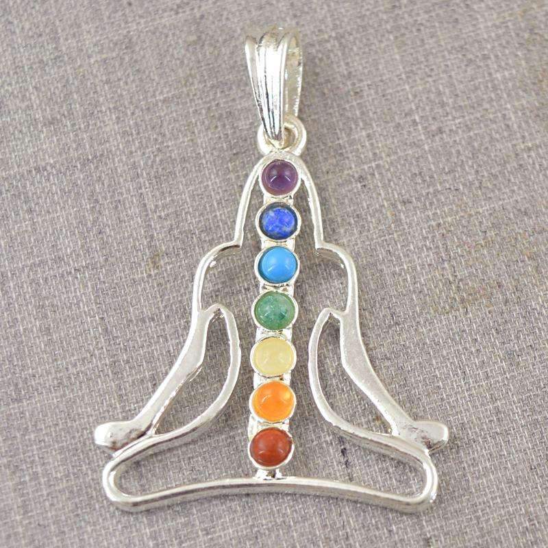 gemsmore:Natural Seven Chakra Yoga Healing Pendant