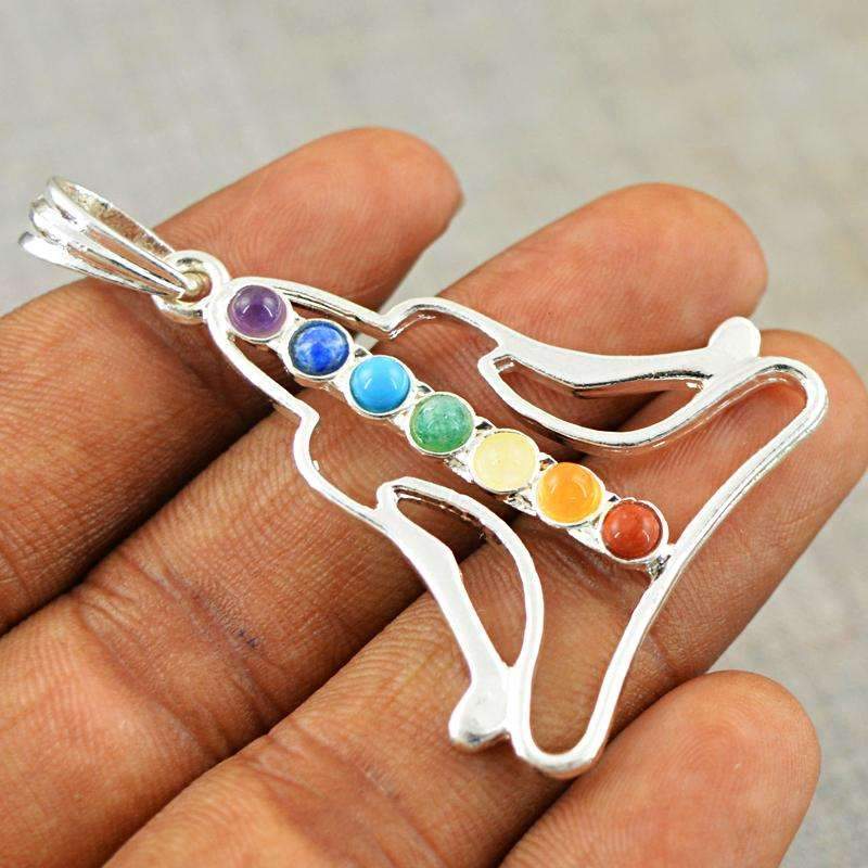 gemsmore:Natural Seven Chakra Yoga Healing Pendant