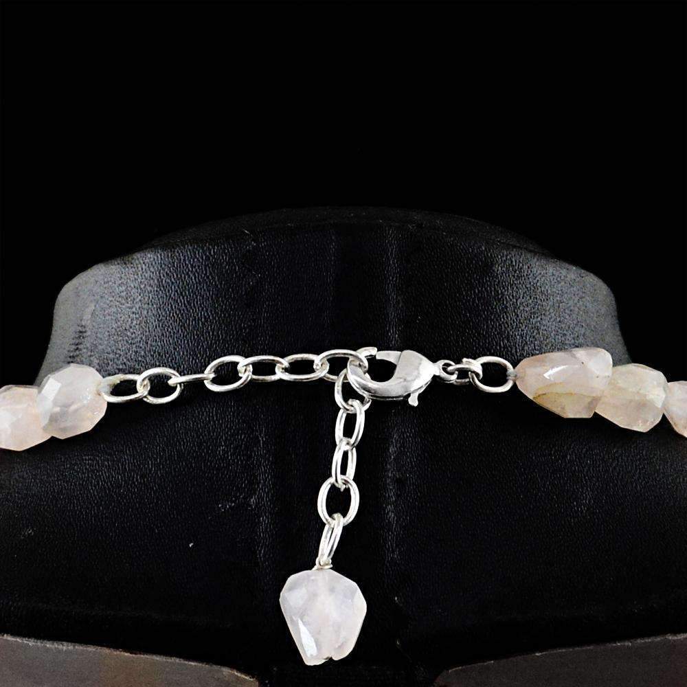 gemsmore:Natural Single Strand Pink Rose Quartz Necklace - Faceted Beads