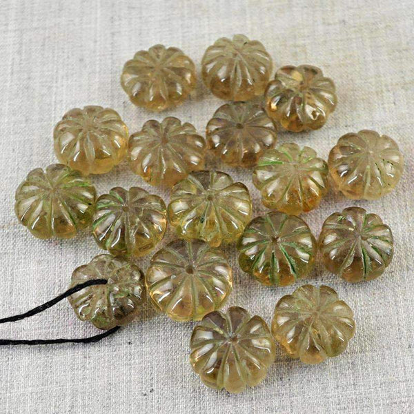 gemsmore:Natural Smoky Quartz Beads Lot - Drilled Flower Carved