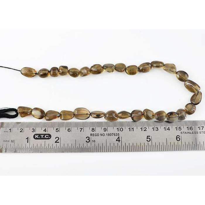 gemsmore:Natural Smoky Quartz Beads Strand - Drilled