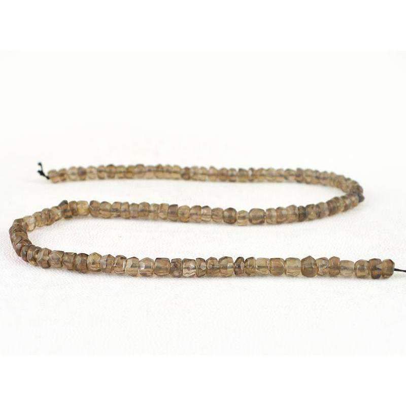 gemsmore:Natural Smoky Quartz Beads Strand Faceted Round Shape Drilled