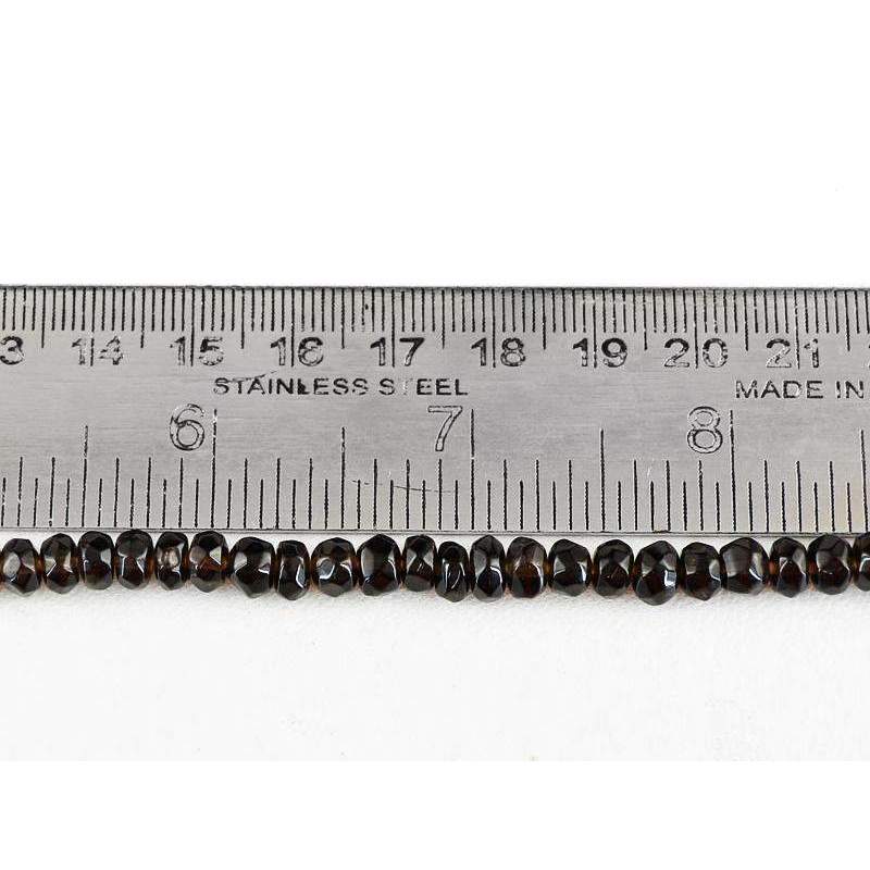 gemsmore:Natural Smoky Quartz Beads Strand Faceted Round Shape Drilled