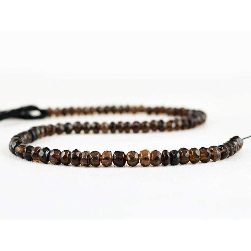 gemsmore:Natural Smoky Quartz Beads Strand Faceted Round Shape Drilled